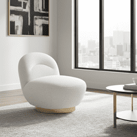 Ashcombe Ivory Boucle Fabric Swivel Accent Lounge Chair - 25LD