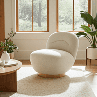 Ashcombe Ivory Boucle Fabric Swivel Accent Lounge Chair - 25LD