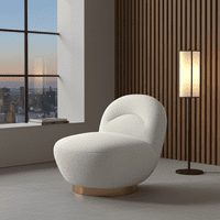 Ashcombe Ivory Boucle Fabric Swivel Accent Lounge Chair - 25LD
