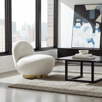 Ashcombe Ivory Boucle Fabric Swivel Accent Lounge Chair - 25LD