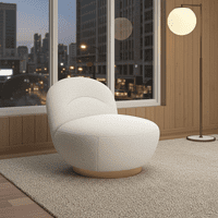 Ashcombe Ivory Boucle Fabric Swivel Accent Lounge Chair - 25LD