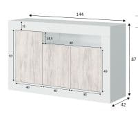 Aspen Large Modern White with White Wood Effect Sideboard 3074RZ