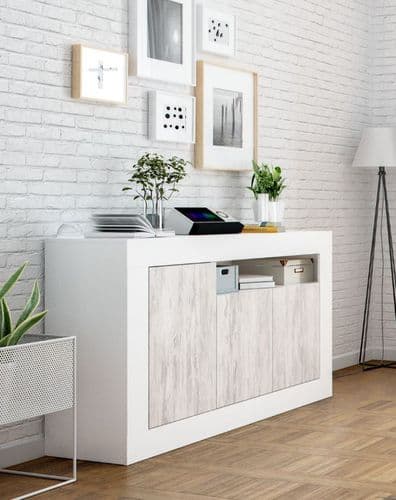 Aspen Large Modern White with White Wood Effect Sideboard 3074RZ