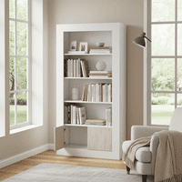 Cellini White High Gloss Bookcase with Gloss Door - Storage shelves S12