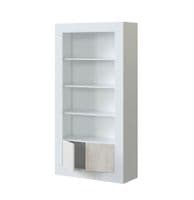 Cellini White High Gloss Bookcase with Gloss Door - Storage shelves S12