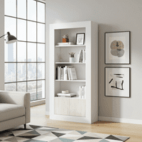 Cellini White High Gloss Bookcase with Gloss Door - Storage shelves S12