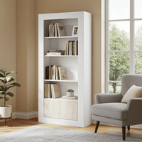 Cellini White High Gloss Bookcase with Gloss Door - Storage shelves S12