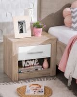 Calvino Display Cabinet in High Gloss White & Walnut - furniturefactor.co.uk