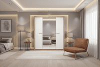 Astor Mirrored 4 Door Grey Oak and White Gloss Wardrobe With Shelves And Hanging Space - 11008706