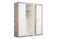 Astor Mirrored 4 Door Grey Oak and White Gloss Wardrobe With Shelves And Hanging Space - 11008706