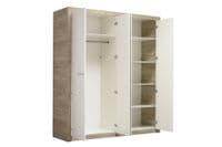 Astor Mirrored 4 Door Grey Oak and White Gloss Wardrobe With Shelves And Hanging Space - 11008706