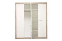 Astor Mirrored 4 Door Grey Oak and White Gloss Wardrobe With Shelves And Hanging Space - 11008706