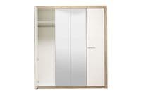 Astor Mirrored 4 Door Grey Oak and White Gloss Wardrobe With Shelves And Hanging Space - 11008706