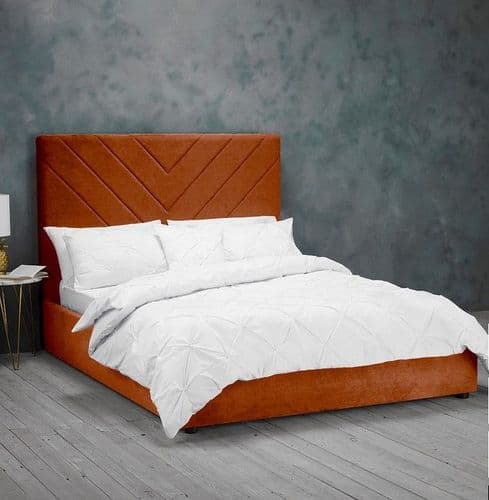 Aubagne Burnt Orange Velvet Double Bed 22LD173