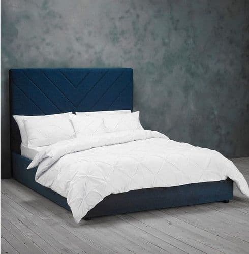 Aubagne Royal Blue Velvet Double Bed 22LD171