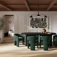 Aurela Forest Green Velvet Curved Accent Dining Chair - 25LD