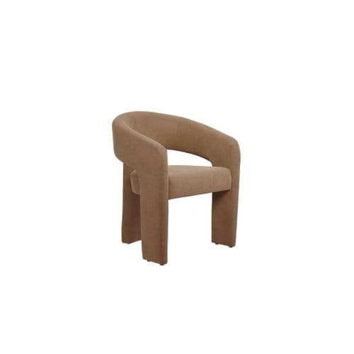 Aurela Mole Tan Velvet Curved Accent Dining Chair - 25LD