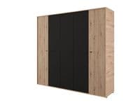 Avignon Slatted Artisan Oak Effect And Black 5 Door 227cm Wardrobe - 11014873 S/O