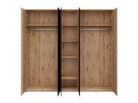 Avignon Slatted Artisan Oak Effect And Black 5 Door 227cm Wardrobe - 11014873 S/O