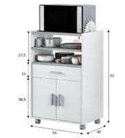 Ayden White and Grey Kitchen Trolley With Wheels - SALE at FurnitureFactor