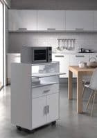 Ayden White and Grey Kitchen Trolley With Wheels - SALE at FurnitureFactor