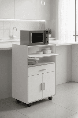 Ayden White and Grey Kitchen Trolley With Wheels - SALE at FurnitureFactor
