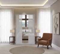 Balmain 3 Door White High Gloss Mirrored Wardrobe P4RXPL03