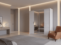 Balmain 4 Door White High Gloss Mirrored Wardrobe P4RXPL04