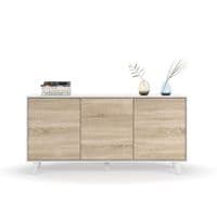 Bari Sideboard Soft White Gloss With Oak Effect 3 doors