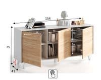 Bari Sideboard Soft White Gloss With Oak Effect 3 doors