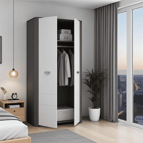 Basel Grey & White 2 Door Wardrobe - HEYS821-C230