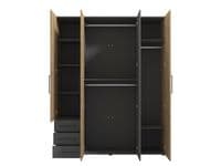 Belgrade Artisan Oak Effect And Grey 4 Door 3 Drawer Wardrobe - 11012156