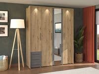 Belgrade Artisan Oak Effect And Grey 4 Door 3 Drawer Wardrobe - 11012156