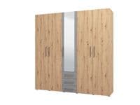 Belgrade Oak Effect And Grey 5 Door 3 Drawer Wardrobe 224cm - 11012287