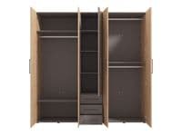 Belgrade Oak Effect And Grey 5 Door 3 Drawer Wardrobe 224cm - 11012287