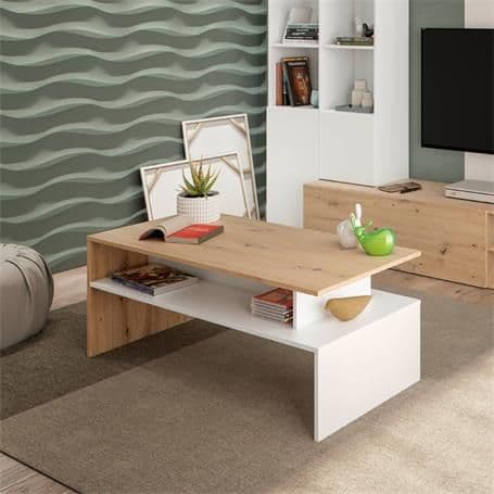 Bellingham Oak Effect And White Open Storage Coffee Table 011644W /O