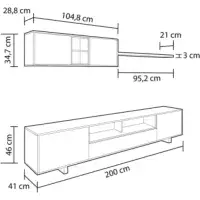Belus White Gloss And Oak Effect TV Cabinet Entertainment Unit With Wall Unit 1F6682BO S/O