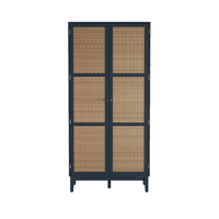 Benjamin Blue And Rattan Effect 2 Door Wardrobe - LD