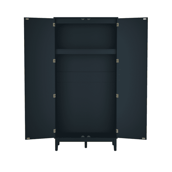 Benjamin Blue And Rattan Effect 2 Door Wardrobe - LD