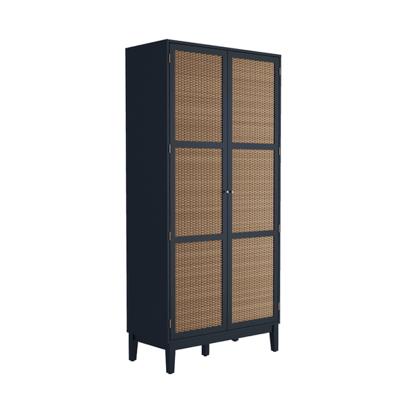 Benjamin Blue And Rattan Effect 2 Door Wardrobe - LD
