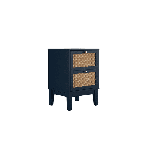 Benjamin Blue And Rattan Effect 2 Drawer Bedside - LD