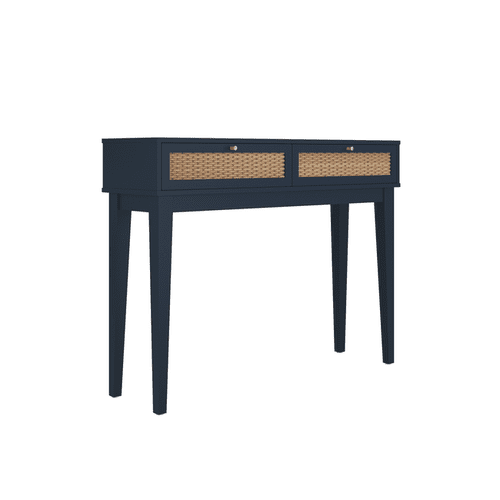 Benjamin Blue And Rattan Effect 2 Drawer Dressing Table - LD