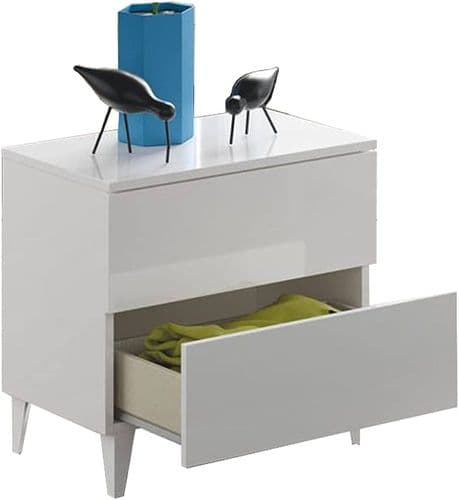 Boise White 2 Drawer Bedside Table 007832BO