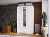 Bonn White 3 Door 2 Drawer Triple  120cm Wardrobe with Mirror