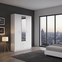 Bonn White 3 Door 2 Drawer Triple Wardrobe with Mirror