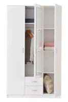 Bonn White 3 Door 2 Drawer Triple Wardrobe with Mirror