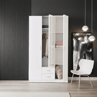 Bonn White 3 Door 2 Drawer Triple Wardrobe with Mirror