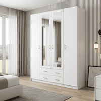 Bonn White 4 Door 2 Drawer Large 160cm Wardrobe with Mirrors