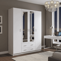 Bonn White 4 Door 2 Drawer Large 160cm Wardrobe with Mirrors
