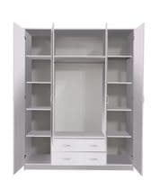 Bonn White 4 Door 2 Drawer Large Wardrobe with Mirrors